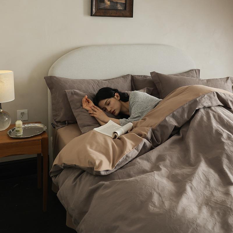 姹寂风~100支长绒棉磨毛四件套纯棉 秋冬加厚保暖提花被套a类床品