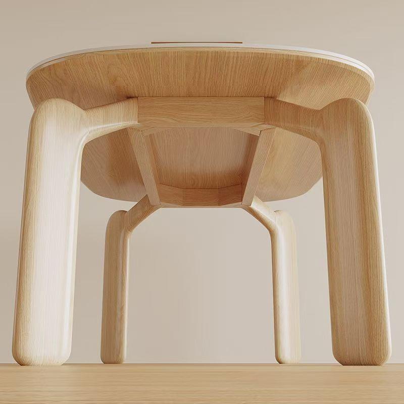 原木奶油风实木岩板餐桌现代简约轻奢家用小户型橡胶木长方形饭桌