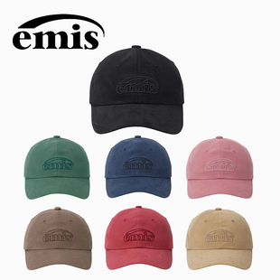 emis帽子磨毛镂空标棒球帽黑色藏青色鸭舌帽男时尚复古百搭大头围