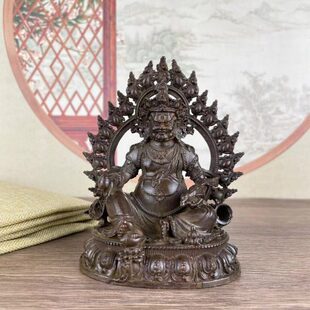 古董老物件黄财神小摆件旧货老铜器古玩真品包老包真收藏品 390克