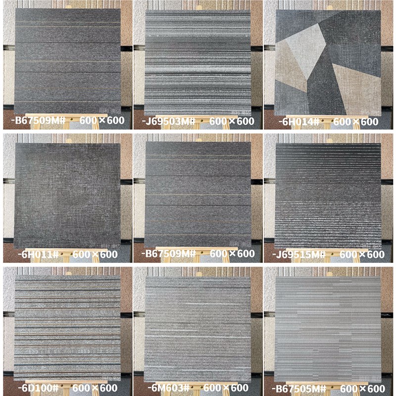 亚麻地毯砖600x600r 客厅卧室防滑地砖商铺仿古瓷砖民宿酒店布纹