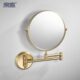轻奢浴室壁挂黄铜拉丝金色化妆镜伸缩折叠卫生间双面美容放大镜子