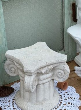 欧式家居装饰品 台面花盆底座 复古 粗陶做旧罗马柱 店铺软装摆件