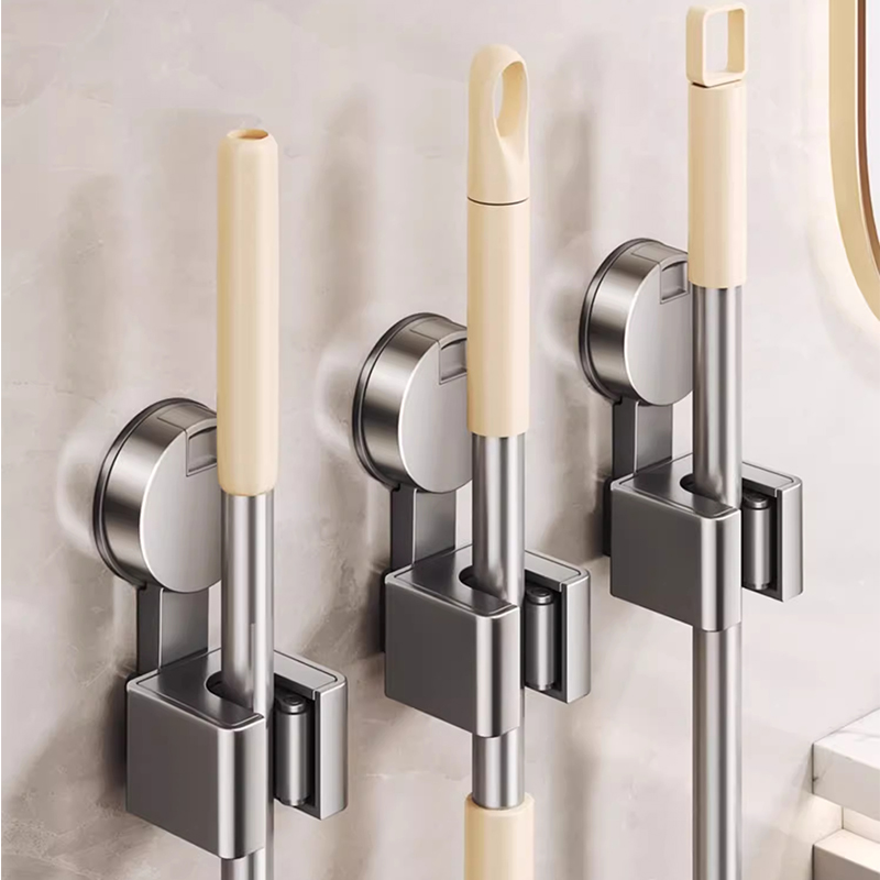 吸盘拖把壁挂夹免打孔单个挂钩卫生间H浴室门后拖布扫把架收纳神