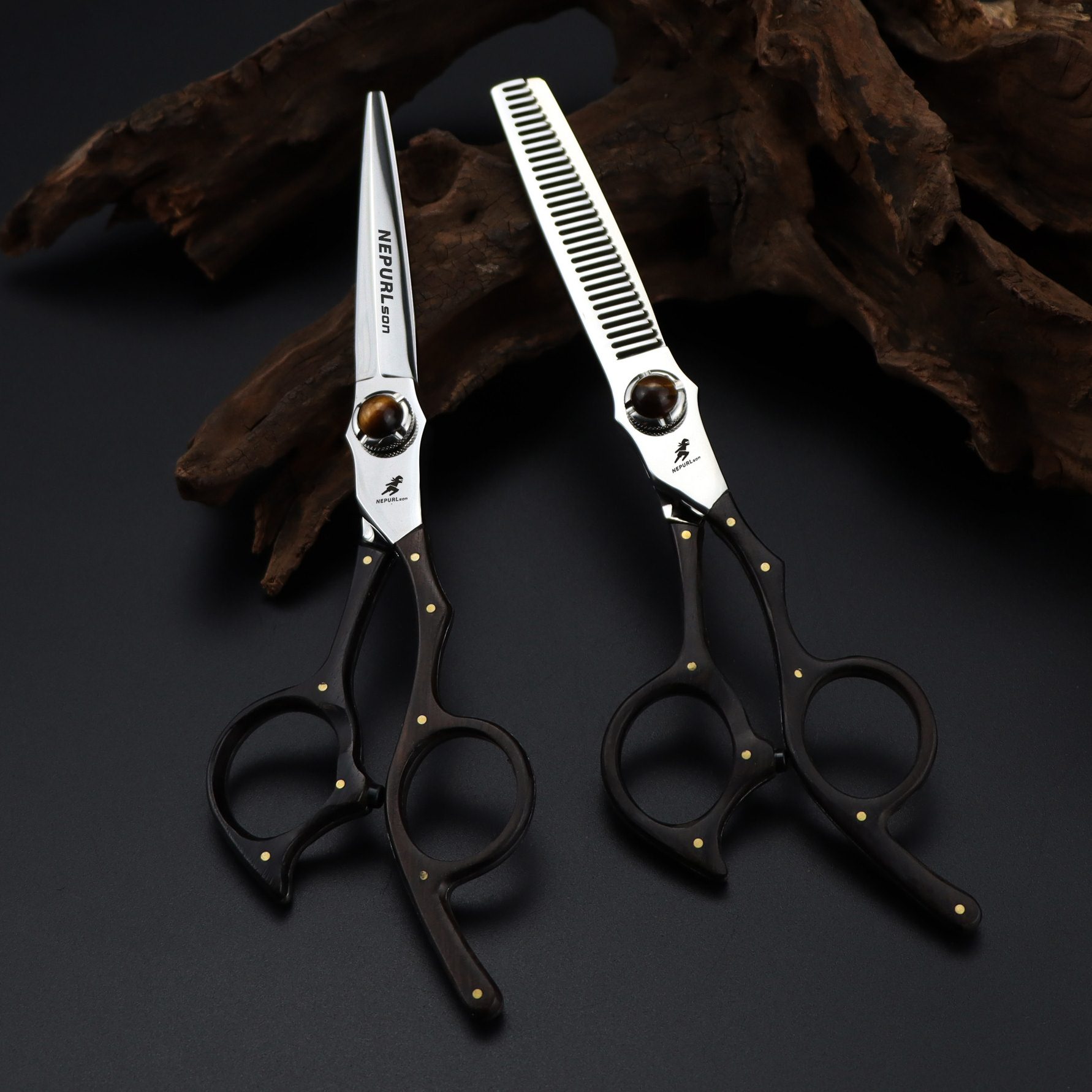 6.0寸黑檀木柄奈普森美发剪刀理发剪平剪刘海剪牙剪打薄剪VG10