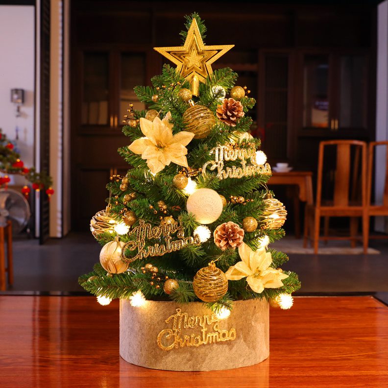 OF9D迷你ins小型圣诞树家用套装 圣诞节装饰品礼物盒桌面摆件2022