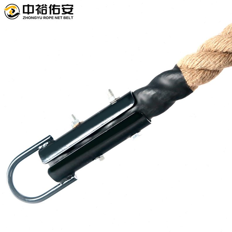 钢丝攀爬绳 健身甩绳带钢丝黄麻绳中裕攀登速滑麻绳体能攀爬绳子