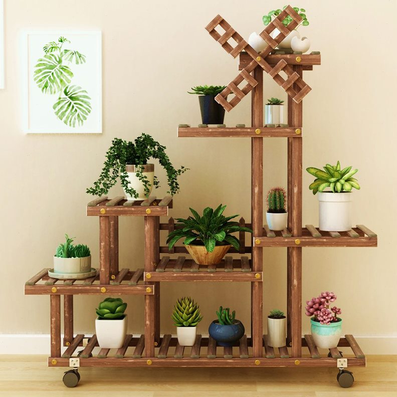 木质多肉阳台养花架室内置物架绿萝花架子多层客厅家用花盆架