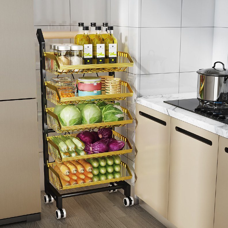 厨房蔬菜收纳置物架可拆卸可移动多层水果蔬果收纳筐菜篮子小推车