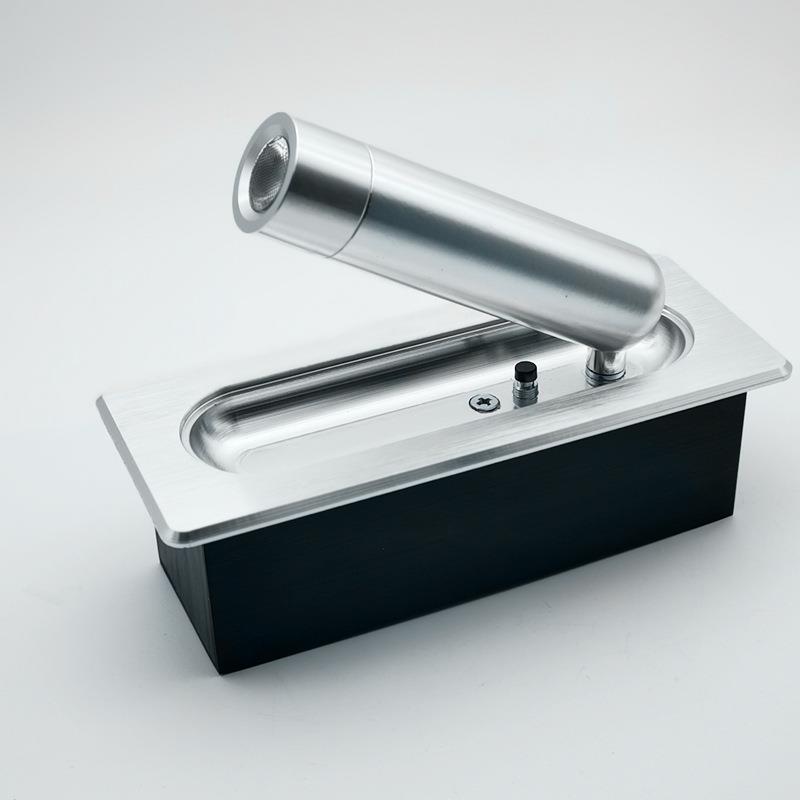 led酒店嵌入式床头灯阅读灯客房卧室旋转壁灯带开关铝材小射灯3w