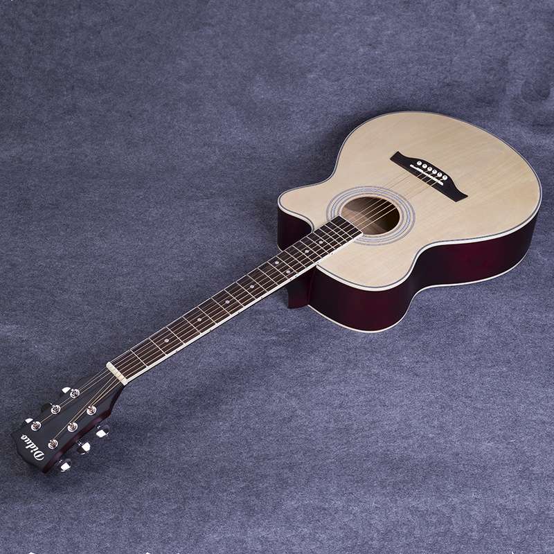 40寸民谣吉他guitar 初学椴木吉它 哑光原木色 缺角练习琴