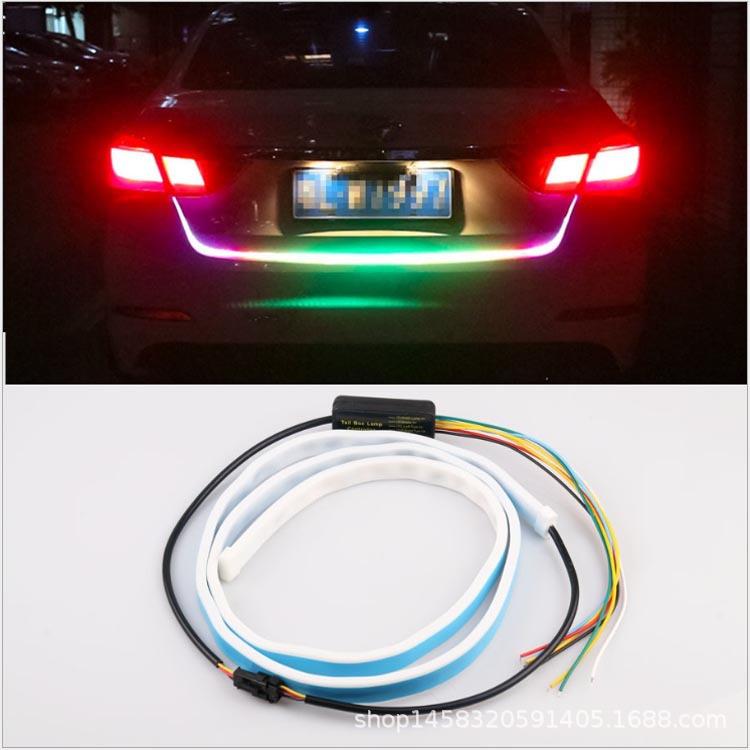 汽车led尾箱流光灯跑马灯改装装饰七彩冰蓝红黄白转向灯刹车灯