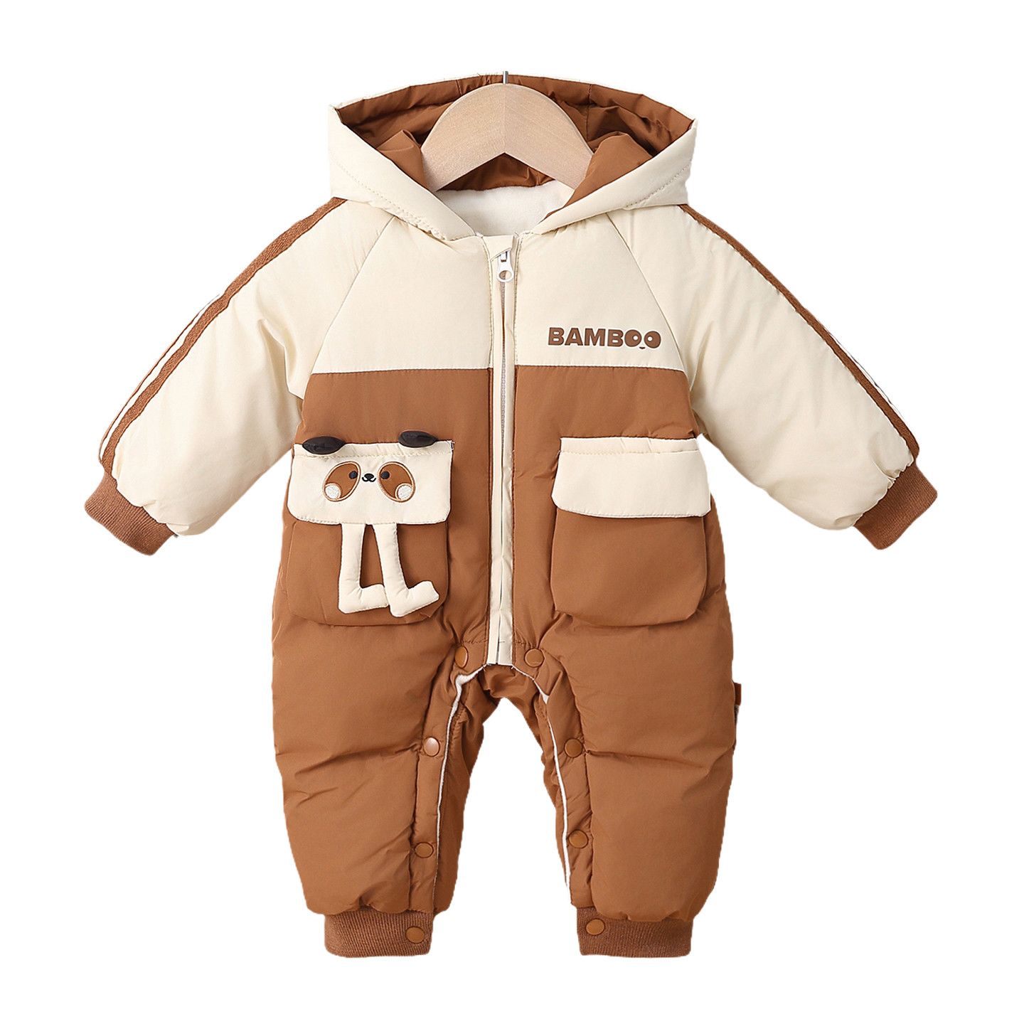 超萌洋气满月婴儿衣服秋冬装男女宝宝连体衣加厚外出哈羽绒棉保暖