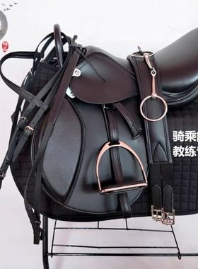 全套马鞍子综合鞍全套新款英式综合鞍双肚带马场教练马术专用鞍
