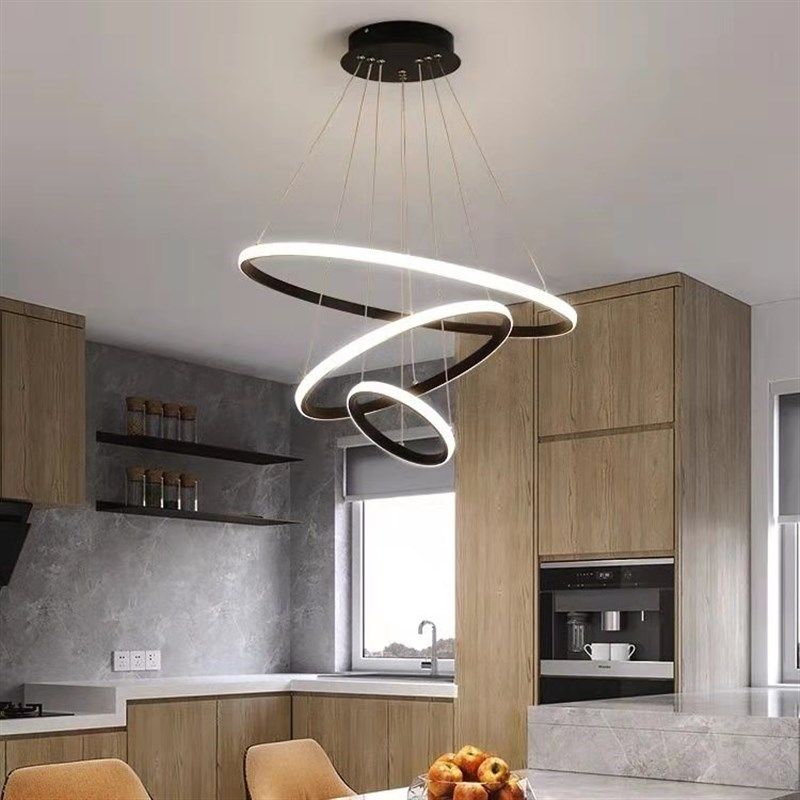 餐厅客厅吊灯现代简约公寓理发饭店环形挑空复式楼梯北欧loft灯具,家装灯饰光源,客厅吊灯,淘宝优惠券,粉丝福利购,淘宝优惠卷