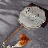国潮风复古风手工湘妃竹扇子圆形八边形花瓣形流苏团扇中国风舞蹈