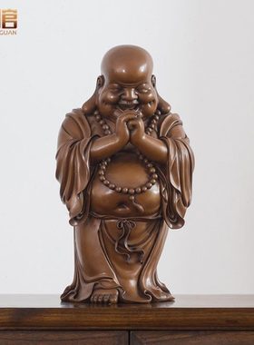 古铜官 紫铜人物像摆件 欢喜雕塑客厅装饰品办公桌家居铜工艺品