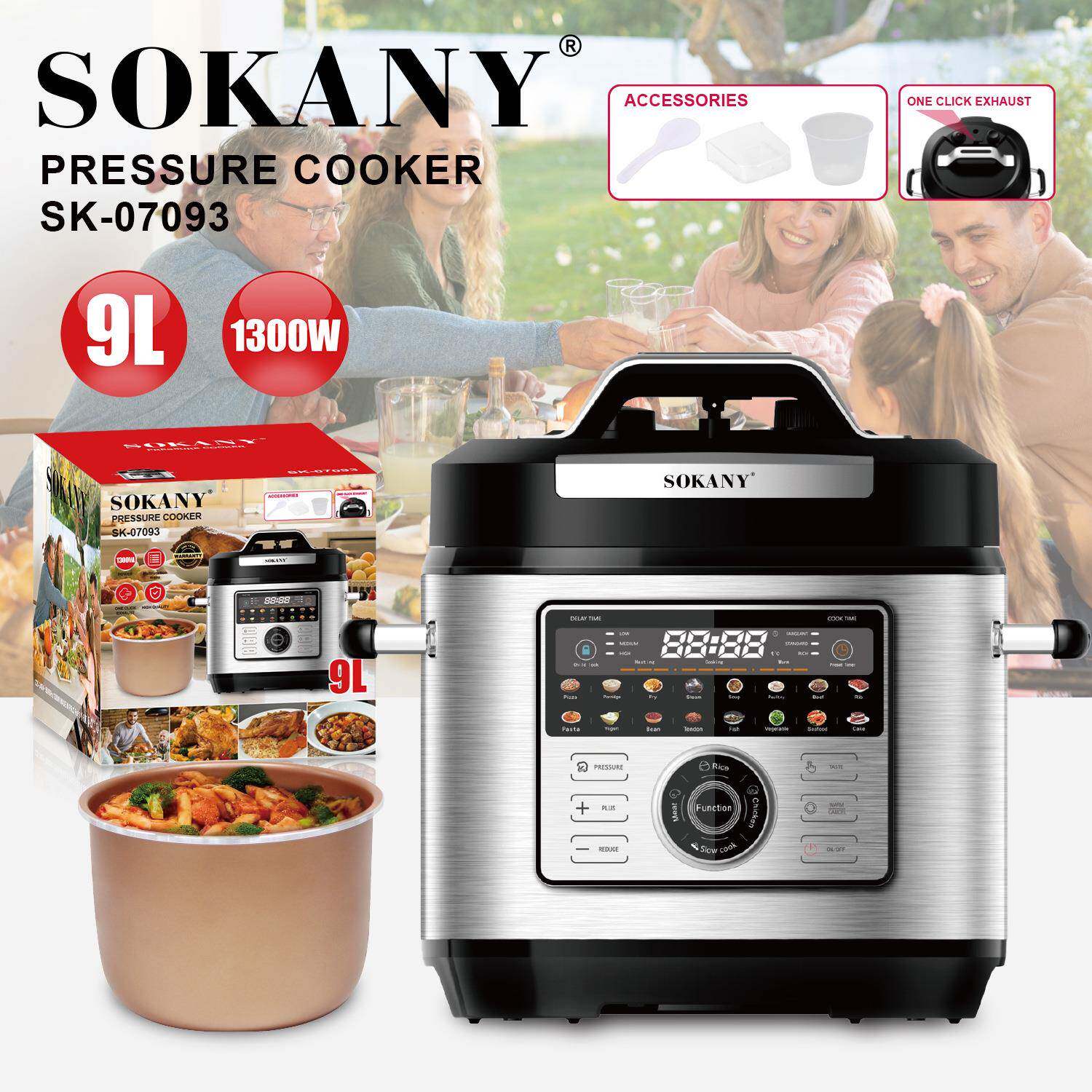 热卖SOKANY07093压力锅家用9L金属触屏智能电饭锅电压力锅