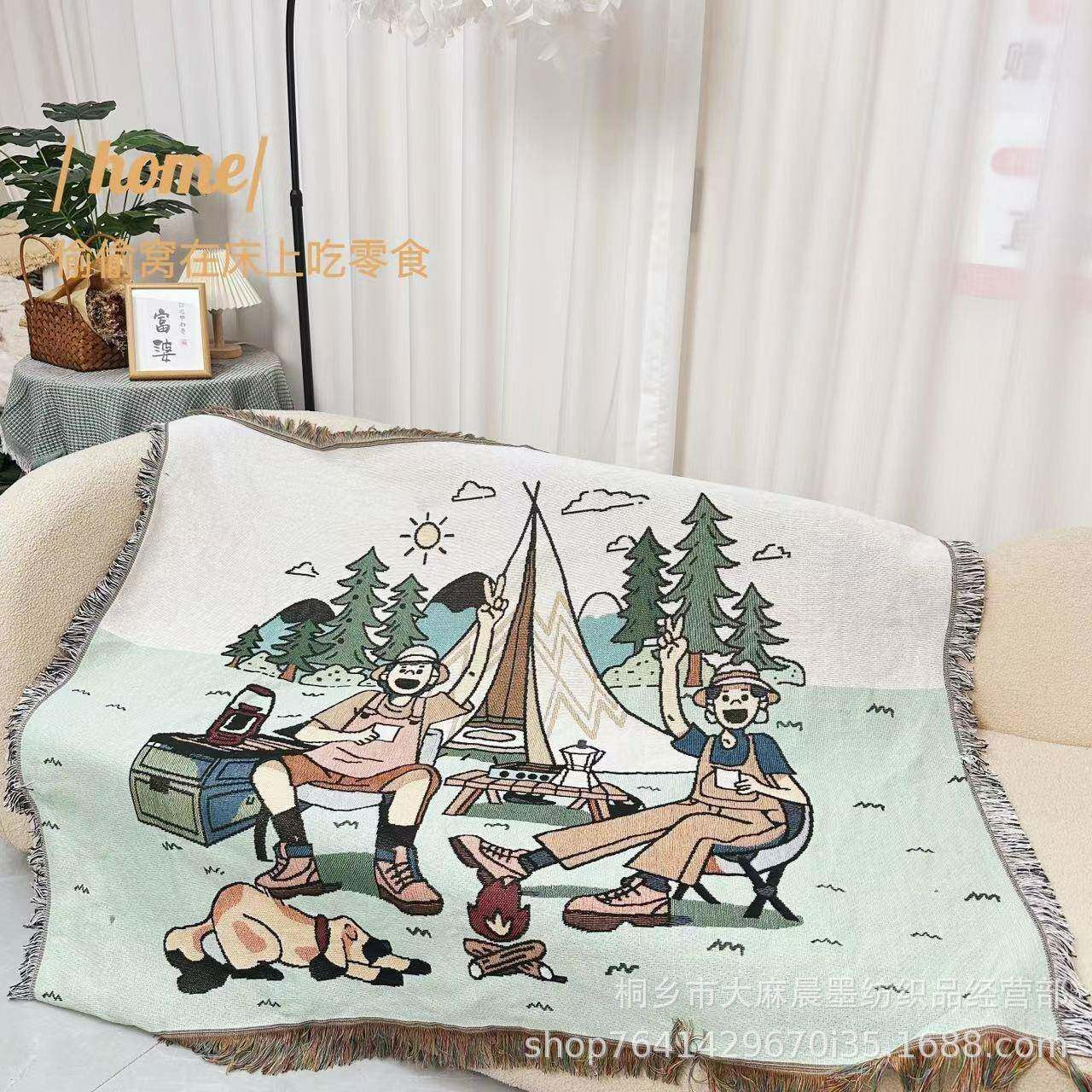 装饰休闲毯户外露营毯野餐垫午睡盖毯多功能沙发线毯四季通用