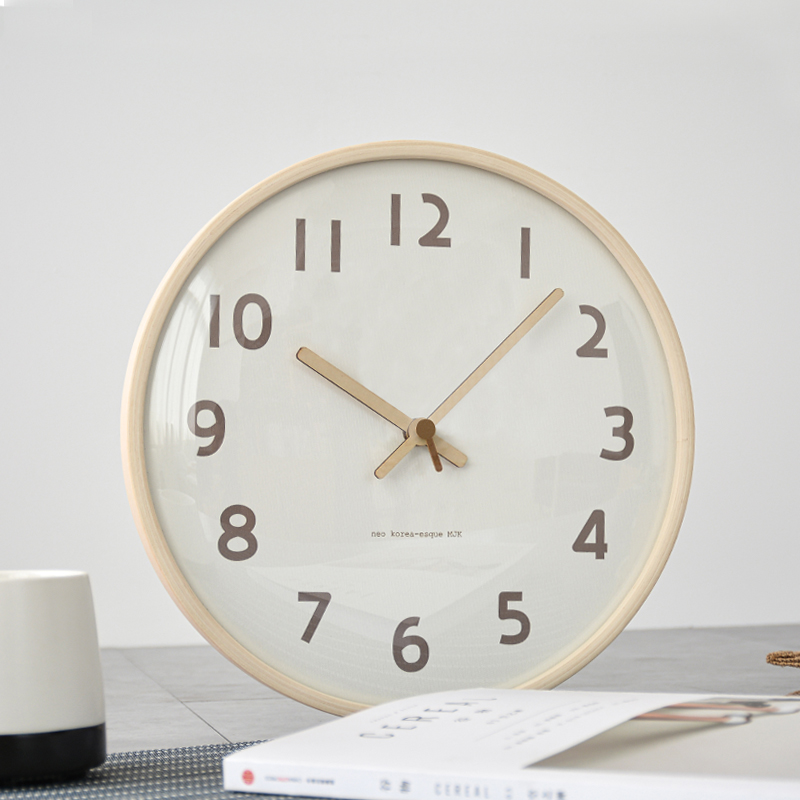 MJK简约现代钟表实木挂钟客厅家用时尚创意静Q音时钟挂墙北欧轻奢