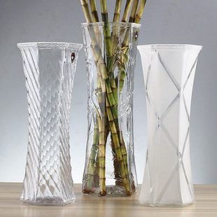 花瓶富贵竹中大号玻璃透明百合水培简约现代六角客厅桌面插花花瓶