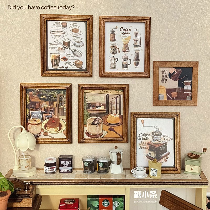 糖小条娃屋咖啡装饰画娃用画框相框迷你微缩道具模型blythe道具