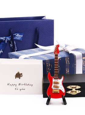 木制迷你电d吉他模型摆件家居送老师男女朋友生日礼物1/6兵人BJD