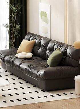 云朵沙发新款现代简约奶油风客厅小户型直排双三人位懒人布艺沙发