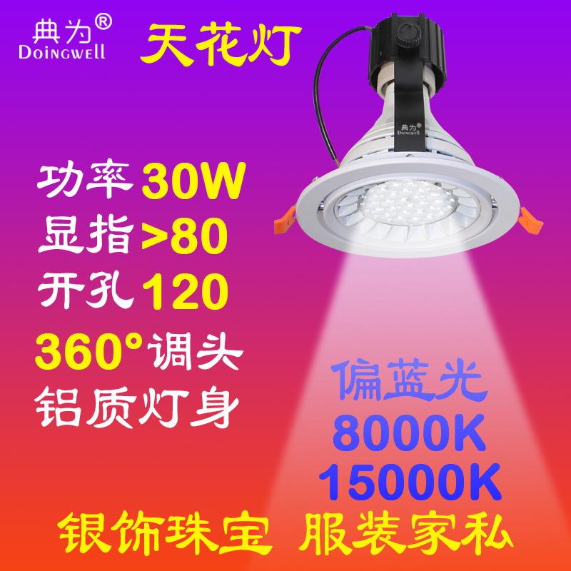 开孔120饰品银饰PAR30嵌入式蓝光射灯8000K 15000K天花射灯