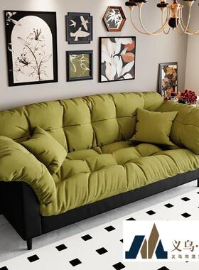 布艺沙发客厅复古新款小户型现代简约双人出租房卧室直排懒人沙发