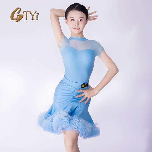 GTYDANCE拉丁舞服女童2025新款夏季短袖高级训练练功演出L25126