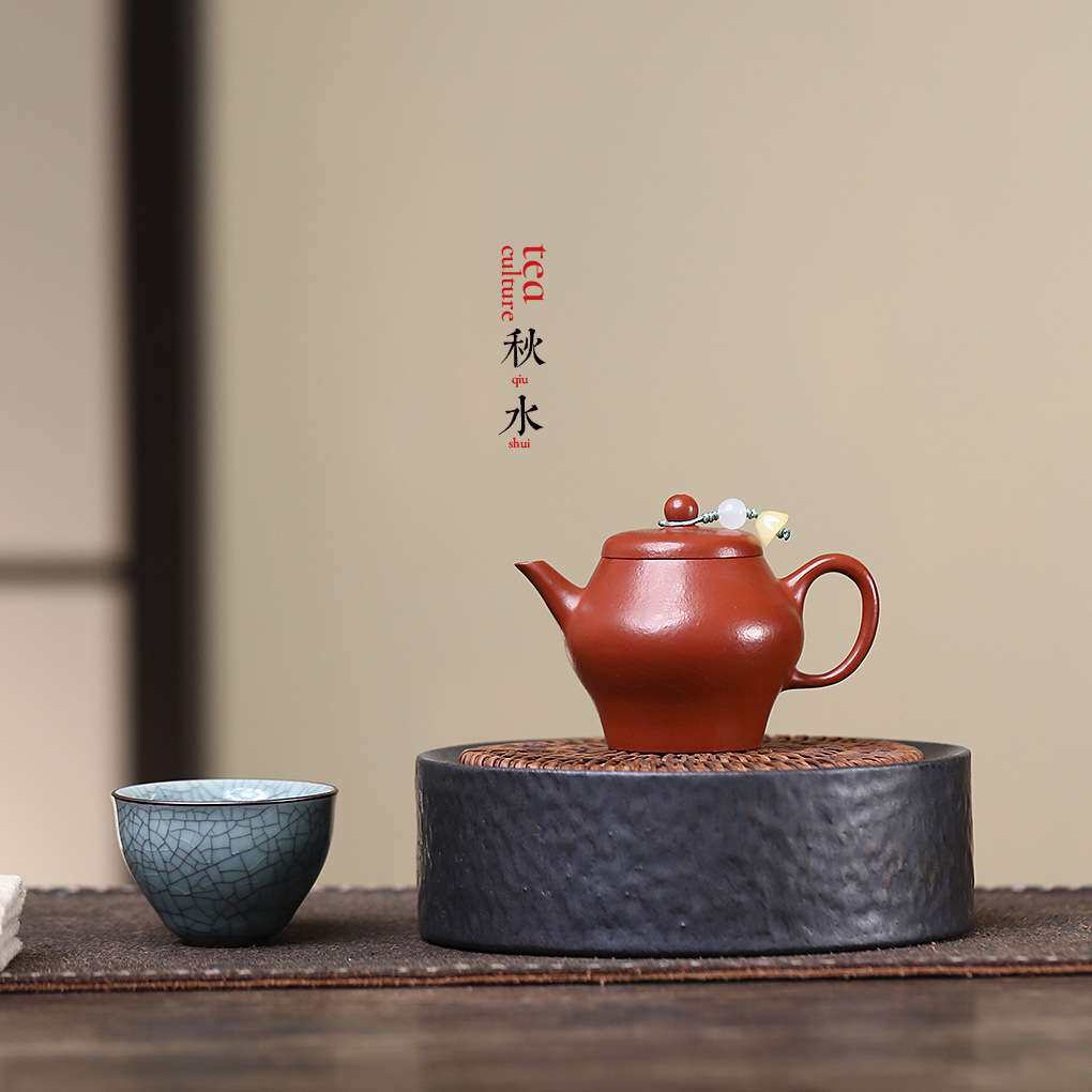 孟臣秋水小煤窑皱皮朱泥小容量100cc 手捧壶迷你小品宜兴紫砂壶