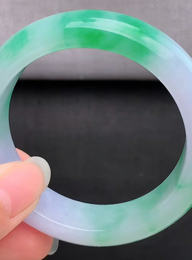 【顺丰包邮】缅甸翡翠处理手镯一手玉镯冰糯种阳飘花带证书