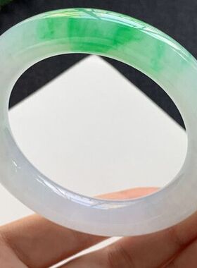 【带证】新款上市 翡翠玉手镯冰种阳绿圆条女款玉镯子带证书 配送