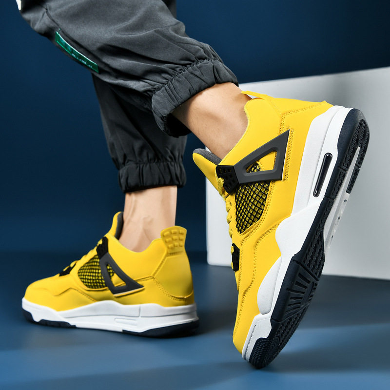 Poragomla秋季新款气垫潮流情侣休闲运动鞋高帮时尚篮球透气男女