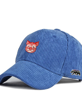 【官网正品】Poragomla灯芯绒猪年限定棒球帽男女鸭舌帽百搭遮阳