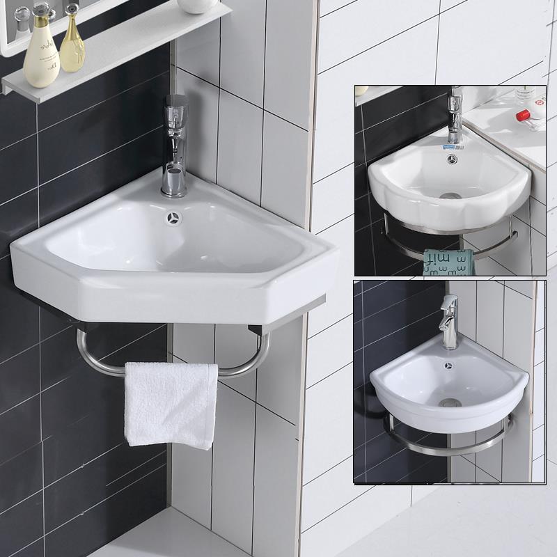 挂墙式洗手盆洗脸盆陶瓷转角壁挂三角小户型迷你阳台扇形面盆家用