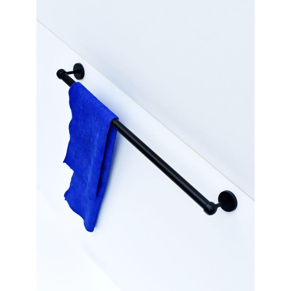 沛晴免打孔毛巾杆不锈钢黑色毛巾架单根卫生间挂杆浴室挂架收纳杆