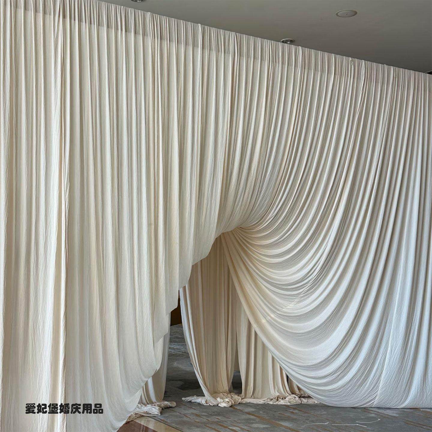 奶油色加密婚庆布幔香槟色舞台背景布弹力布婚礼帷幔装饰布幕布,节庆用品/礼品,节庆布艺用品,淘宝优惠券,粉丝福利购,淘宝优惠卷