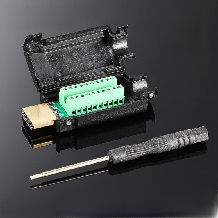 包邮HDMI免焊公头接插件升级hdmi高清线接头转接线端子配外壳模块