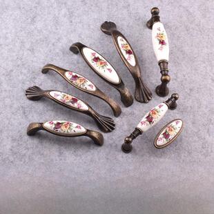 欧式覆古陶瓷拉手衣柜橱柜酒柜门壁门壁橱把手鞋柜柜子做旧小拉手