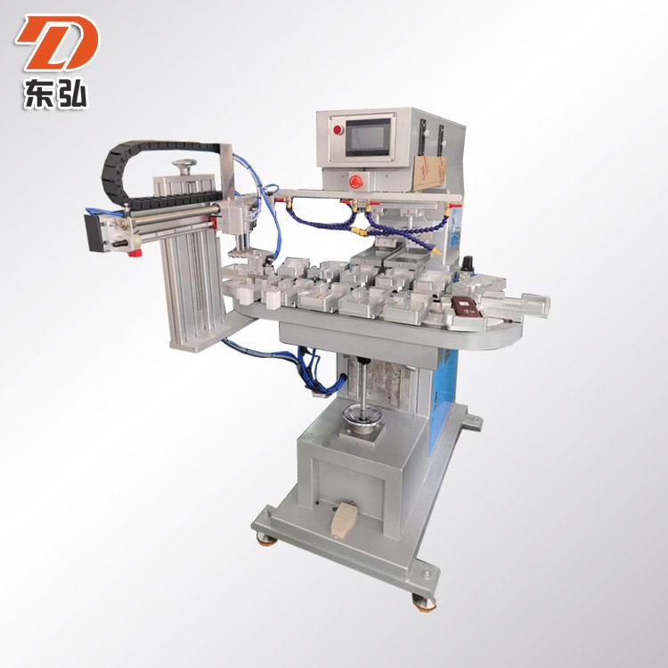 东莞自动转盘印刷设备，自动下料双色移印机，印刷眼镜外盒移印