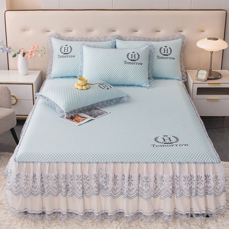 夏季凉感冰豆豆凉席三件套床裙款冰丝席公主蕾丝花边床罩空调软席,床上用品,冰丝席,淘宝优惠券,粉丝福利购,淘宝优惠卷