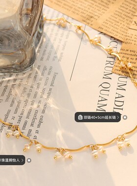 法式温柔风天然淡水珍珠项链时尚百搭小珍珠吊坠精致项圈配饰