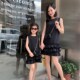 赫本风韩系黑色中长款 亲子装 母女装 2023新款 蛋糕花边连衣裙 夏装