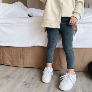 韩国女童铅笔牛仔裤男童女童修身牛仔长裤小脚裤潮2020秋装新款