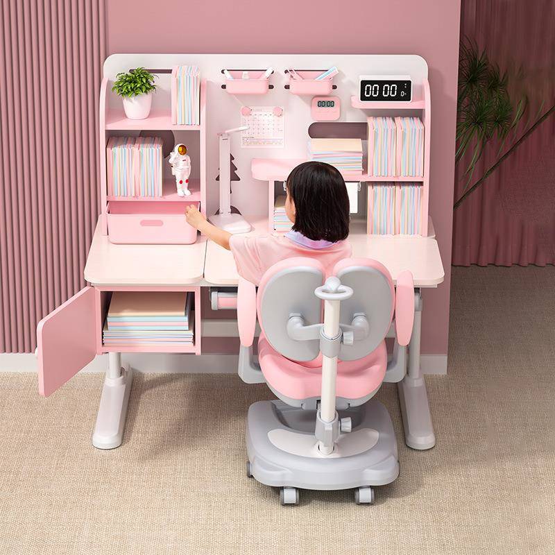 美嘉思儿童学习桌小学生书桌实木芯家用写字桌椅套装课桌椅升降