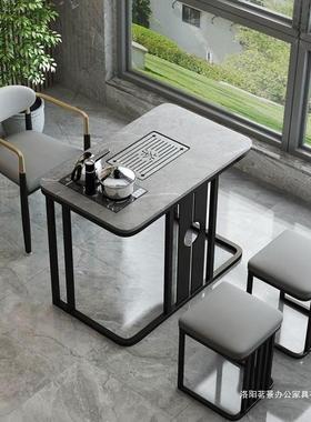 北欧岩板轻奢阳台小型家用泡茶桌现代简约茶水台桌椅组合茶几套装