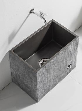 cs黑色仿石拖把池家用洗拖墩布池盆石头纹拖布槽户外庭院卫生间复