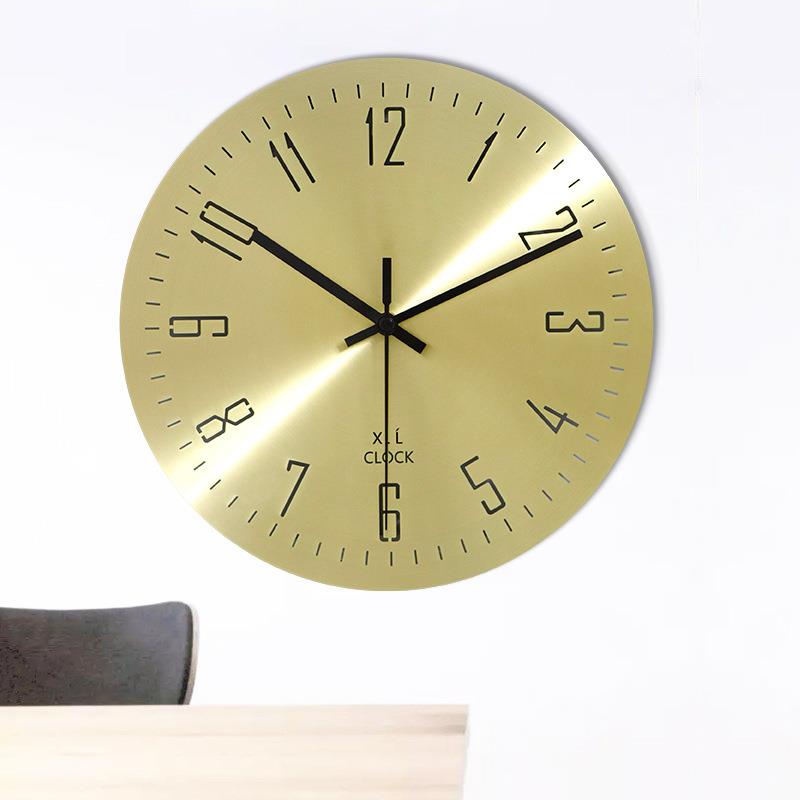 创意内外刻度数字金色挂钟家用客厅钟表轻奢不锈钢餐厅墙装饰钟
